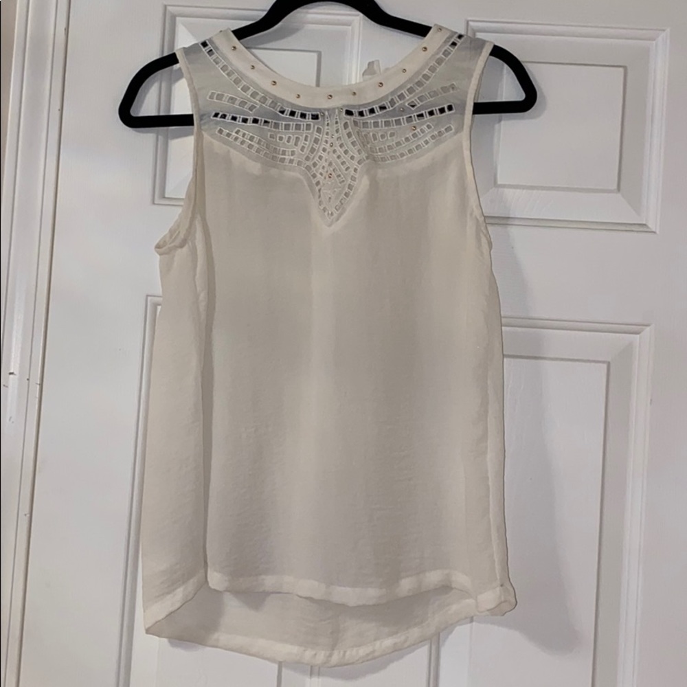 White Tank Top Rivets Size S - Picture 3 of 7